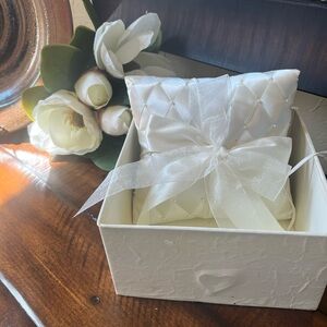 White Satin Ring Bearer Pillow